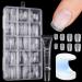 Gel Nail Kit - Ejiubas Soft Gel Nail Tips and Gel Nail Glue Kit, 300pcs Short Fake Nails Square with Gel Nail Extension Kit E Extra Short Square Gel Nails Kit