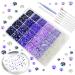 30000 Pcs Flatback Rhinestones for Crafts  Jelly AB Rhinestones for Tumblers 4 Sizes 6 Mixed Color Dark Purple Violets Lavender Purple Clear Rhinestone for Nails Round Gems for Face Makeup Nail Art Multi-color 05