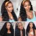 Ombre Brown Water Wave Headband Wig 26 Inch | Synthetic Glueless Half Wig with Headbands | 180% Density Curly Wigs for Black Women | Natural Daily Wear - T30-16 - Buy Online on GoSupps.com