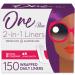 One by Poise Panty Liners (2-in-1 Period & Bladder Leakage Daily Liner), Long, Extra Coverage, 150 Count (3 Packs of 50) Panty Liners (150 Count)