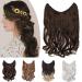 Sego 50cm Secret Hair Extensions 1 Tresse Hair extension hair hair part with invisible wire invisible wavy dark brown mix light brown 50 cm dark brown mix light brown