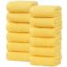 SEMAXE Cotton Washcloths Set Highly Absorbent and Soft Feel Face Towel Hotel Spa Bathroom Fingertip Towel Yellow Washcloth-Pack of 12 Yellow 12 Washcloths Set
