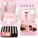 Sambois Portable Travel Nail Polish Carrying Case - Holds 30 Bottles - Double-layer Organizer Storage Bag for Manicure Set - Pink - Buy Online on GoSupps.com