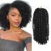 Kinky curly Crochet Hair 14 Inch Faux Locks Marlybob Crochet Hair twist For Women Short Curly Crochet Braids Hair Extension Jerry Curly Twist Hair Extensions Black 14inch/35cm 1B