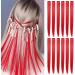 FC SWS 12 colored clip-in hair extensions 21 inch heat-resistant synthetic smooth for women and girls gift multi-colored party highlights clip-in-hair part (red)