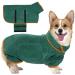 Kuoser dog bemper microfiber dog bathrobe bathing towel bathrobe dog extra absorbent adjustable dog towel with Velcro fastener green dog wadema for medium -sized dogs m green