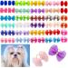 Senniea 60PCS Pet Hair Bows, Puppy Dog Bows with Rubber Bands, 20pcs with Drills and 40 pcs Pure Yarn Handmade Pet Hair Grooming Attachments with Rubber Bands (Rubber Bands)