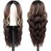 Long Brown Wavy Wig 24 Inch Highlight Wigs for Women Middle Part Curly Synthetic Hair Natural Looking Heat Resistant Fiber for Daily Party Use (Brown Mixed Blonde) - Buy Online on GoSupps.com