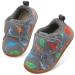 JOINFREE Baby Girl First Walking Shoes Anti-Slip Plush Baby Boys Slipper Shoes Cozy Toddlers Shoes 8.5/9 UK Child Grey Dinosaur