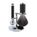 3-piece safety razor set double-sided safety razor black synthetic fibre with stand chrome-plated