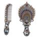 HEALLILY Vintage Peacock Mirror Comb Set  Vanity Mirror Comb Set  Metal Handheld Makeup Mirror Set  Foldable Retro Makeup Mirror Comb Set for Girls 1 Set (Silver)