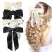 TOPBELIEF Silk Bow Ponytail Barrettes 4 Pieces Hair Clips with Large Bow Hair Bows for Women Elegant Bow Hair Accessories Black and Beige