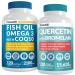 4-in-1 Fish Oil Omega 3 Supplements (2100mg) - Omega 3 Fish Oil with Vitamins D3 & K2 and CoQ10 & 28-in-1 Quercetin with Bromelain Supplement for Daily Immune Defense Support (120ct)