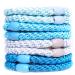 AXEN 8PCS Elastic Hair Tie for Women Girls Cotton Bands Soft Woven Ponytail Holders for Thick Hair and Curly Hair Blue Series