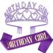 CIEHER Purple Birthday Decorations, Purple Birthday Sash BIirthday Queen Crown Kit, Birthday Crowns for Women Girls, Happy Birthday Tiara, Birthday Tiara and Sash, Birthday Gifts for Women Girls Purple-1