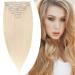 Clip in Extensions Real Hair 8PCs 18Clips Real Remy Real Hair Extensions Clip in Hair Experiences Standard WEFT 120G-60cm (#70 White Bleaching)