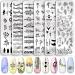 Stamping Plates Nail Art Set Flower Minimalist Geometric Lines Leaves Pattern Theme Image DIY Nail Art Stamp Plate Stamper Kit 6Pcs