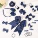 Navy Blue Girls School Hair Accessories Kit - 48Pcs Ribbon Hair Barrettes, Headband, Ponytail Holder, Elastics Bands - Perfect Birthday Gift - Buy Online on GoSupps.com