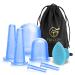 Silicone cupping cupping glasses silicone remote massage device with body cupping cupping face cupping your eye facial cleaning brush and cord bag 7 PCs anti -aging blue