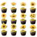Sunflower Cupcake Toppers Sunflower Cake Picks for Flower Themed Party Birthday Party Decorations Supplies 36 Pieces
