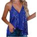 Ronony Women's Sexy Shoulder-Free Tank Top - Sleek Bodysuit with Sequin Neckline for Parties & Nightclubs - Blue XL - Buy Online on GoSupps.com