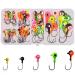 Fishing Jig Head Hooks Set, 60pcs Fishing Lures Jig Head Bait Assorted Round Head Jig Hooks for Soft Worm Shrimp Lures Freshwater Saltwater Fishing Tackle Kit