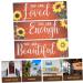 PRETYZOOM 1 Set Floral Wooden Wall-mounted Home Decor Decorative Wall Sign Sunflower Wall Decor Household - Buy Online on GoSupps.com