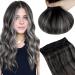 Runature 55cm clip in hair extension Balayage black and silver clip in extensions real hair black invisible clip real hair extensions long human silky hair 50 grams #1b/silver/1b 50cm-3Pcs New #1b/silver/1b