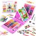 KINSPORY Art Supplies 228 Pack Art Sets Crafts Drawing Coloring kit Double-Side Trifold Art Easel Oil Pastels Crayons Colored Pencils Creative Gift for Beginners Artists Girls Boys Kids (Pink) Pink 228PC