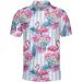 Tropical Flowers Palm Pink Flamingos Polo Shirts for Men Women Men's Golf Shirts Short Sleeve, Lightweight Bowling Polos Multi Color X-Large