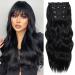 Faelbaty black hair extension long wave thick wig double shot size 4pcs hair extension synthetic fiber (20 inch 1b#) curly 1b#