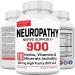 Neuropathy Support Supplement with 900 mg HP-99 Alpha Lipoic Acid - Max Strength ALA Nerve Formula for Feet Hands Fingers Legs - Ultra Potent 18 in 1 Natural Peripheral Nerve Vitamins - 180 Capsules 900 Mg Ala