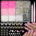 RODAKY Flower Nail Charms Butterfly Nail Art Jewelry Pink 3D Flowers for Nails Flatback AB Nail Rhinestone Gems Acrylic Flower Charms for Nails Shiny Butterflies Nail Decoration for Women and Girls Pink&White