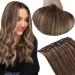 Runature real hair extensions clip in dark brown with dark blond real hair clip in extensions brown clip extensions real hair 30cm 12 inch #3p12 50g 3 pieces 30cm-3Pcs #3P12