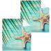 SUABO Soft Cotton Bath Washcloths Set | Starfish Palm Tree Design | Absorbent & Quick Drying | 6-Pack - Buy Online on GoSupps.com