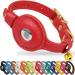 Oopsdoggy Airtag cat neck band made of leather with bells not tearable with Apple Airtag holder light GPS pet collar for girls boys cats small dogs puppies (red)