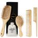 BFWood Bamboo Hair Brush and Combs Set  Eco-Friendly Wooden Hair Brushes Set for All Hair Types