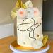 JeVenis Elegant Acrylic Minimalist Art Lady Face Cake Topper Champagne Rose Cake Topper Gold Palm Leaves Wedding Cake Toppers for Wedding Bridal Shower Birthday Party