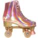 JajaHoho Women's PU Leather Roller Skates | Holographic High Top Quad Skates for Girls | Indoor Pink Rose Gold | US Size 5 - Buy Online on GoSupps.com