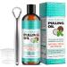 Coconut Pulling Oil Pulling Oil with Coconut & Peppermint Oil Supports Bone & Gum Health Fresh Breath & Teeth Whitening Organic Essential Oils Mouthwash with Tongue Scraper 8 Fl.Oz