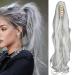 FXYTK Claw on Ponytail Clip in Ponytail Hair Extensions Hair Piece Clip on Pony Tail Hair Extension Claw Jaw Ponytail Extensions 18" Curly Silver Grey 18 Inch-Curly Silver Grey-18" Curly
