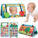 Wisply Baby mirror toys foldable baby abdominal base sensory toy with a crackling book fabric books contrast pattern animal vegetables cognitive educational toys for newborn toddlers