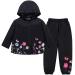 LZH Baby Girls Raincoat Suit Waterproof Hooded Coat Jacket & Trousers 2Pcs Outwear Clothes Set Black 3-4 Years