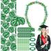 Kisston Graduation Candy Lei Making Kit Hawaiian Candy Lei Kit Includes 12 Pcs Candy Lei Bags 3 Rolls Ribbon 24 Pcs Cards (Green Palm Leaf) Palm Leaf Green