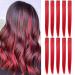 Lskjmo Red Wig Pieces Colorful Party Highlights Clip in Colored Hair Extensions Multicolors Straight Synthetic Hairpieces for Women Girls