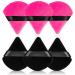 HoPliGhe Triangle Powder Puff 6 PCs Powder Puffs for Face Powder Supper Soft Velour Makeup Puff- for Loose Powder Mineral Powder Foundation Application Easy-to-use Makeup Tools(Rose Red+Black) Rose Red&black
