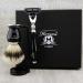 Men's shaving set badger hair brush 3-piece including stand and holder black