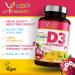 Kids Vitamin D3 1000 iu High Strength - Raspberry Flavour Chewables for 4-12 Years - Vegan Society Registered - 2 Months Supply - Made in UK - Buy Online on GoSupps.com