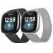 2Pack Metal Bands Compatible with Fitbit Versa 3 /Fitbit Versa 4 /Fitbit Sense 2 /Fitbit Sense Bands for Women Men Stainless Steel Metal Adjustable Magnetic Strap Replacement for Versa 3/Fitbit Sense Black+Silver