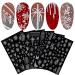6 Sheets Christmas Nail Art Stickers Decals Self-Adhesive White Stars Snowflakes Nail Supplies Nail Art Design Decoration Accessories